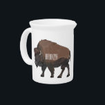 Bison cartoon illustration beverage pitcher<br><div class="desc">Bison cartoon illustration</div>
