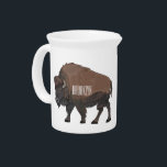 Bison cartoon illustration beverage pitcher<br><div class="desc">Bison cartoon illustration</div>