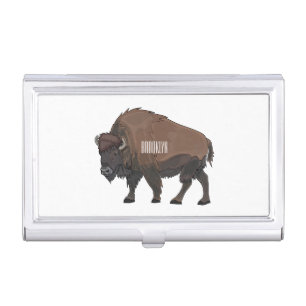 Bison cartoon illustration business card case