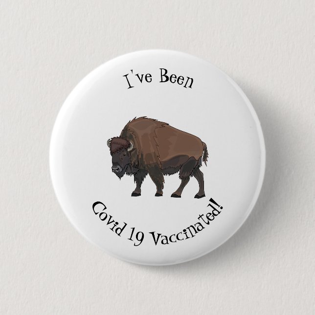 Bison cartoon illustration button (Front)