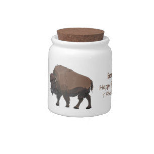 Bison cartoon illustration candy jar