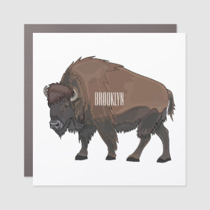 Bison cartoon illustration car magnet