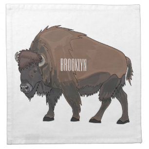 Bison cartoon illustration cloth napkin