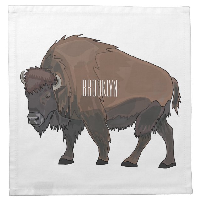Bison cartoon illustration cloth napkin (Front)