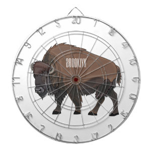 Bison cartoon illustration dart board