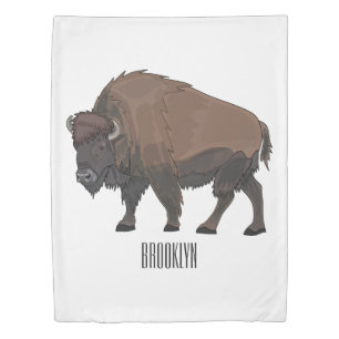 Bison cartoon illustration duvet cover