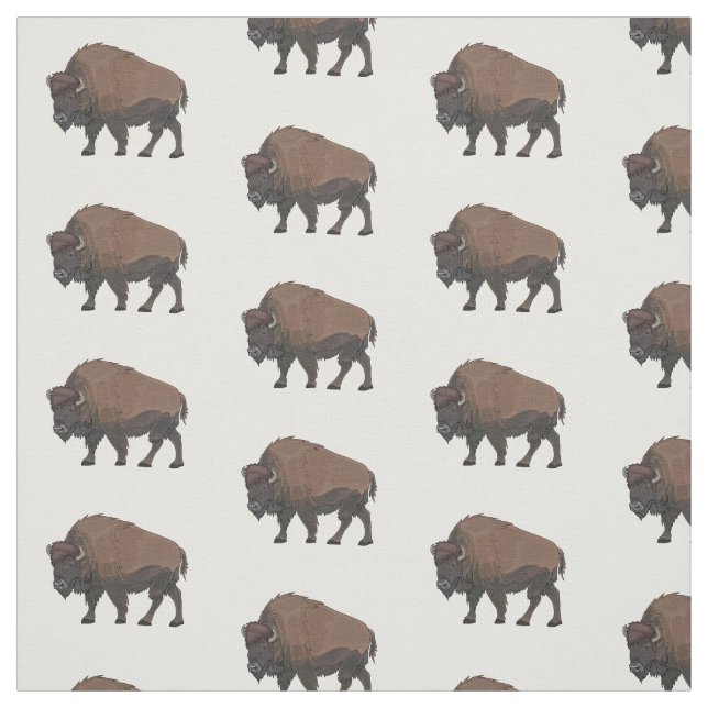 Bison cartoon illustration fabric (Swatch)