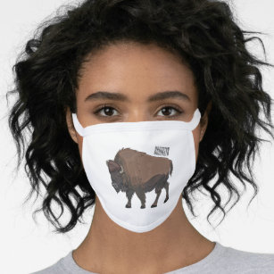 Bison cartoon illustration  face mask
