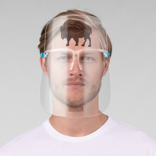 Bison cartoon illustration  face shield (Insitu)