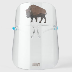 Bison cartoon illustration  face shield