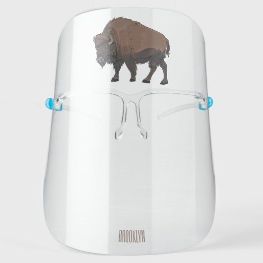 Bison cartoon illustration face shield (Front)