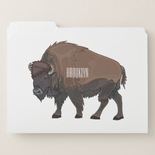 Bison cartoon illustration file folder