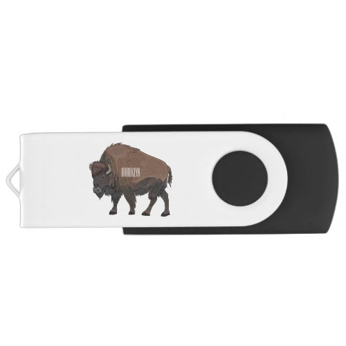 Bison cartoon illustration flash drive