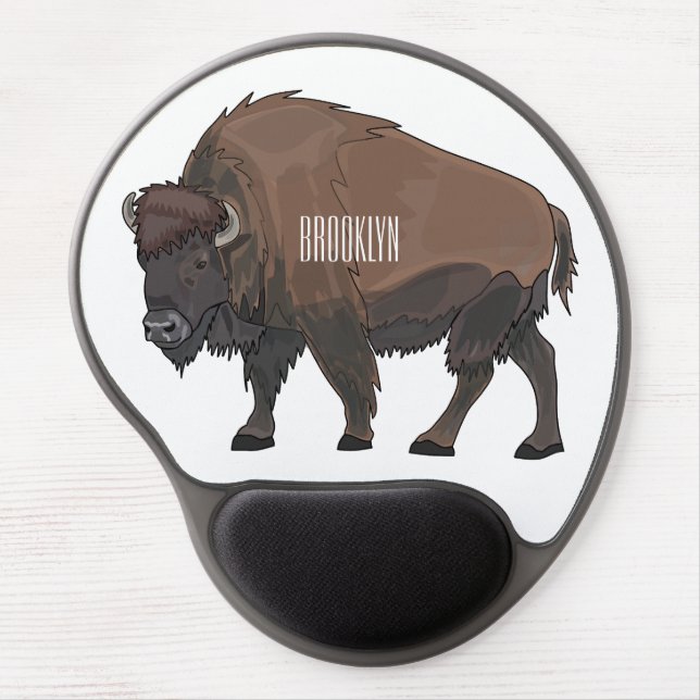 Bison cartoon illustration gel mouse pad (Front)