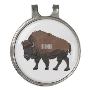 Bison cartoon illustration golf hat clip