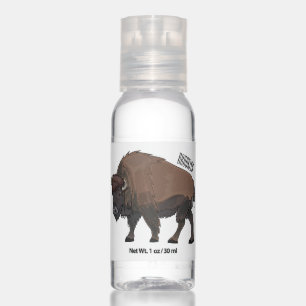 Bison cartoon illustration  hand sanitizer