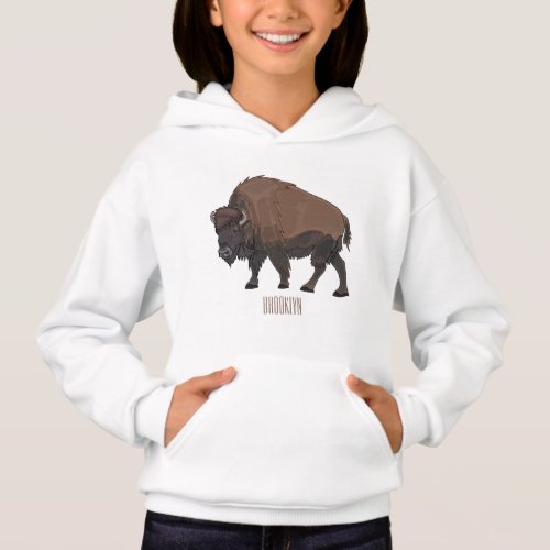 Bison cartoon illustration hoodie