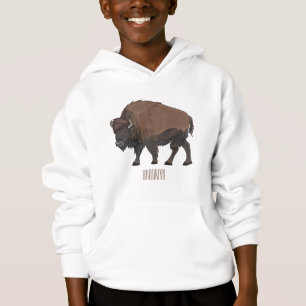 Bison cartoon illustration hoodie
