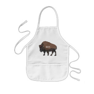 Bison cartoon illustration kids' apron