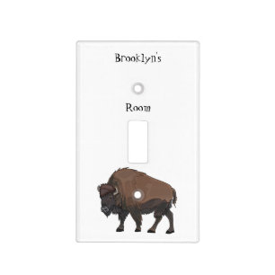 Bison cartoon illustration light switch cover