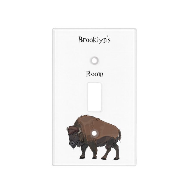 Bison cartoon illustration light switch cover (Front)