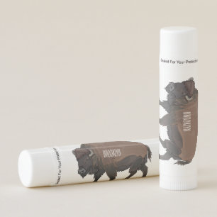 Bison cartoon illustration lip balm