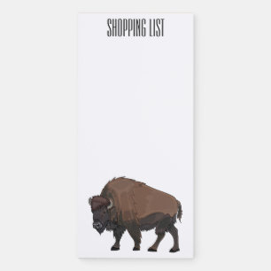 Bison cartoon illustration magnetic notepad