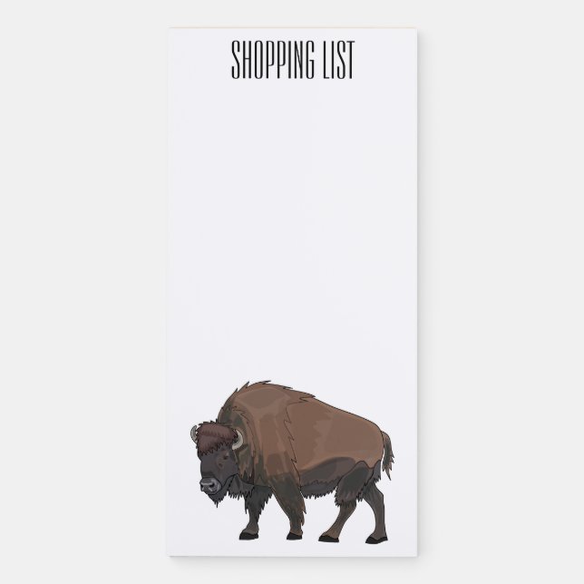 Bison cartoon illustration magnetic notepad (Front)
