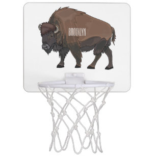 Bison cartoon illustration mini basketball hoop