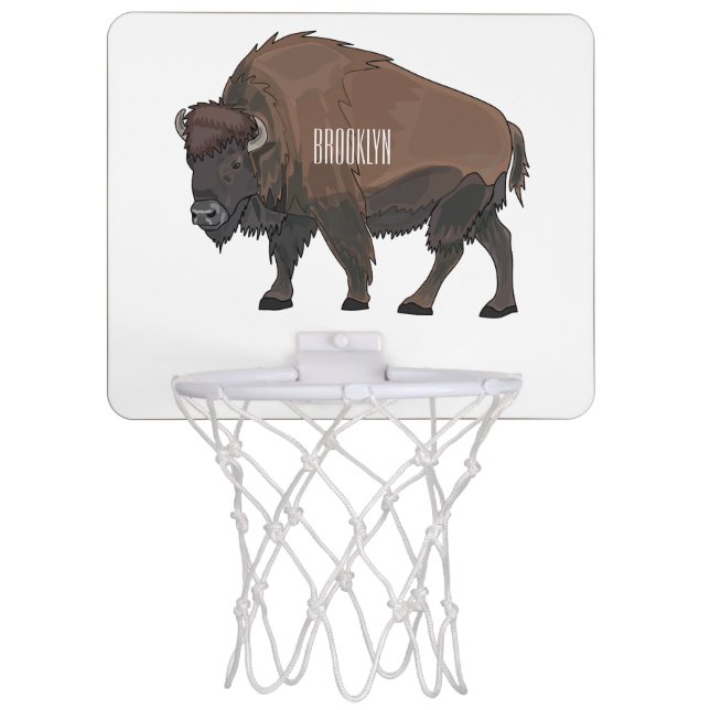 Bison cartoon illustration mini basketball hoop (Front)