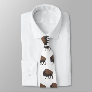 Bison cartoon illustration neck tie