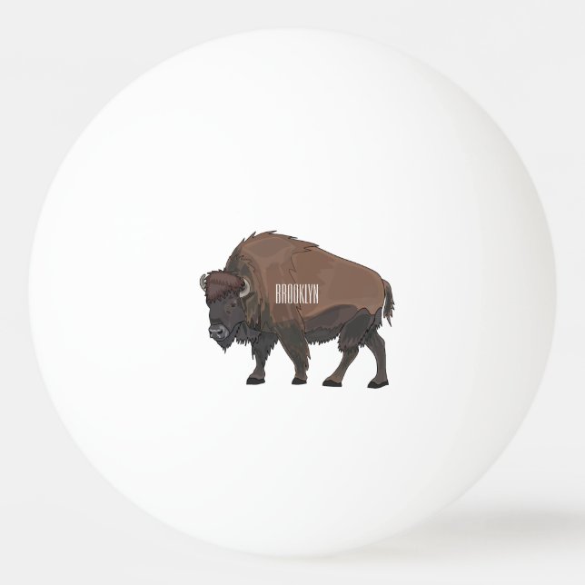 Bison cartoon illustration ping pong ball (Front)
