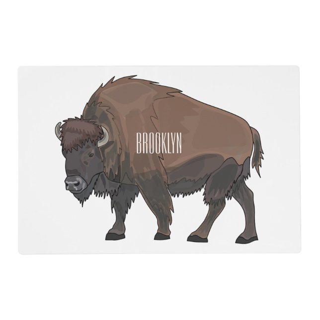 Bison cartoon illustration placemat (Front)
