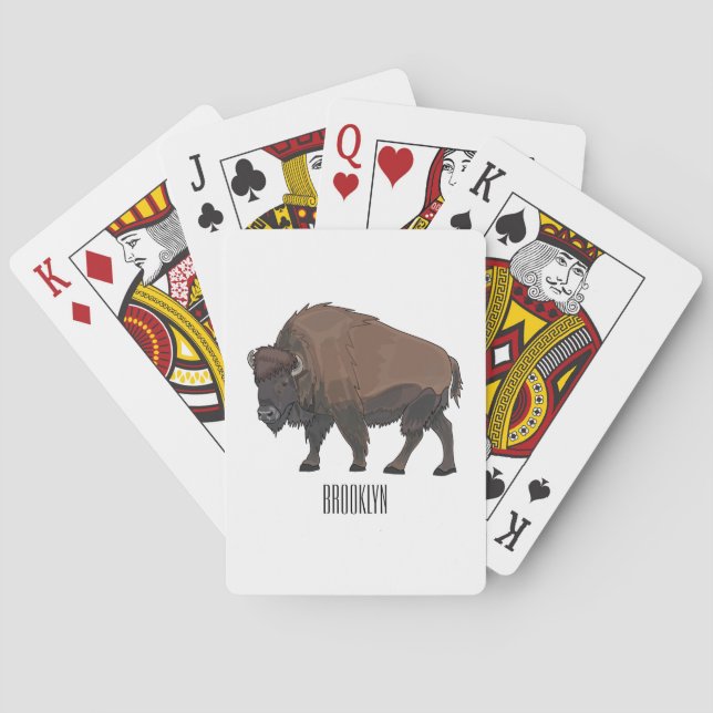 Bison cartoon illustration poker cards (Back)