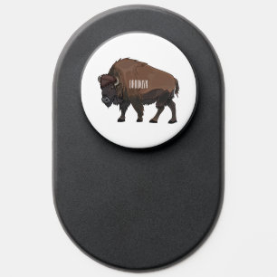 Bison cartoon illustration PopSocket
