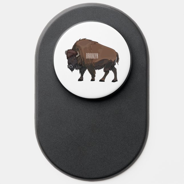 Bison cartoon illustration PopSocket (Popsocket)