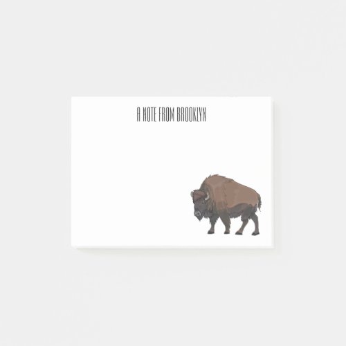 Bison cartoon illustration post_it notes