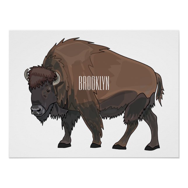 Bison cartoon illustration poster (Front)
