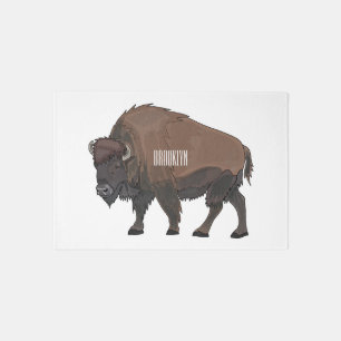 Bison cartoon illustration rug