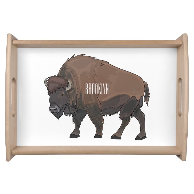 Bison cartoon illustration serving tray (Front)