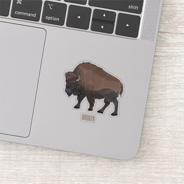 Bison cartoon illustration sticker (Detail)