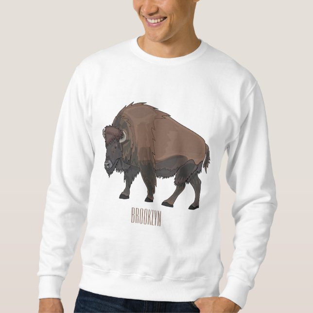 Bison cartoon illustration sweatshirt (Front)