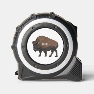 Bison cartoon illustration tape measure