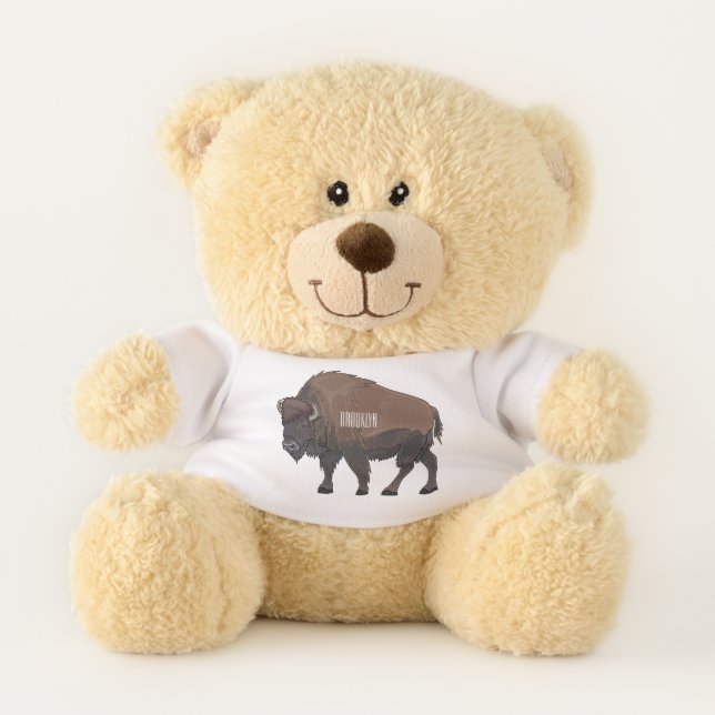 Bison cartoon illustration teddy bear (Front)