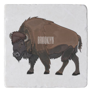 Bison cartoon illustration trivet
