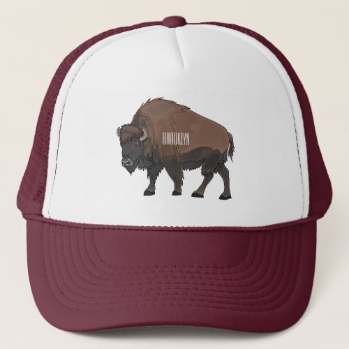 Bison cartoon illustration trucker hat