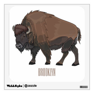 Bison cartoon illustration wall decal