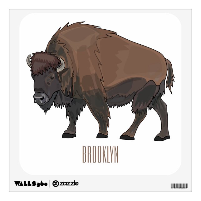 Bison cartoon illustration wall decal (Front)