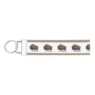 Bison cartoon illustration wrist keychain