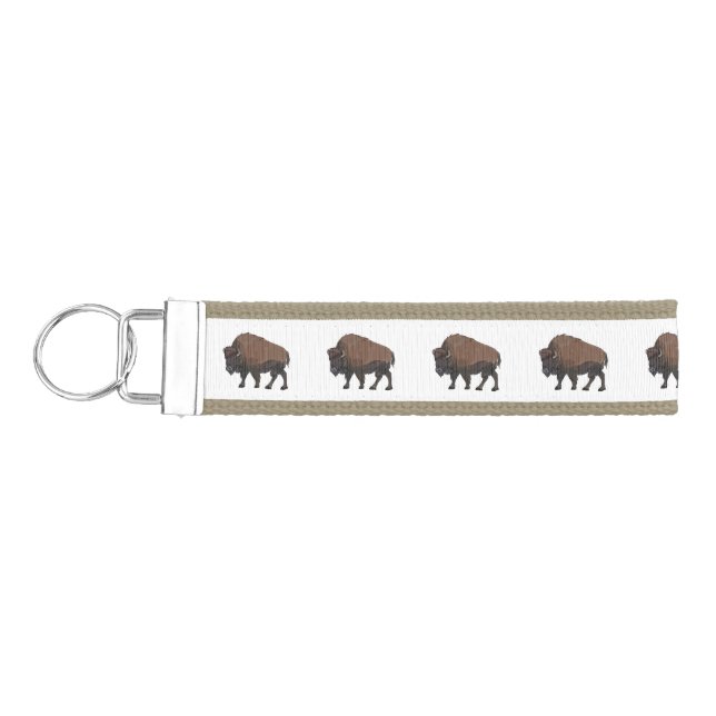 Bison cartoon illustration wrist keychain (Keys on Left)